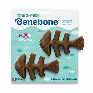 Benebone Dog Toy Tiny 2 Pack Fishbone Jack Salmon
