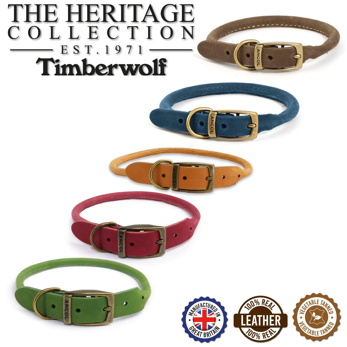 Ancol Timberwolf Rolled Collar Raspberry 39-48cm