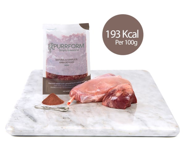 Purrform Raw Cat Food Farmed Rabbit and Ground Bone with Ox Heart 6x70g