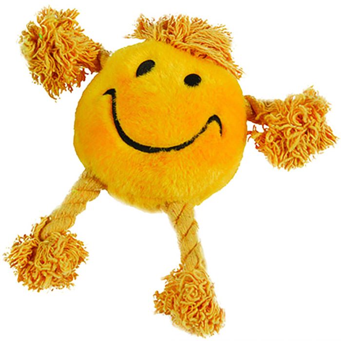 Happy Pet Dog Toy Happy Faces Yellow