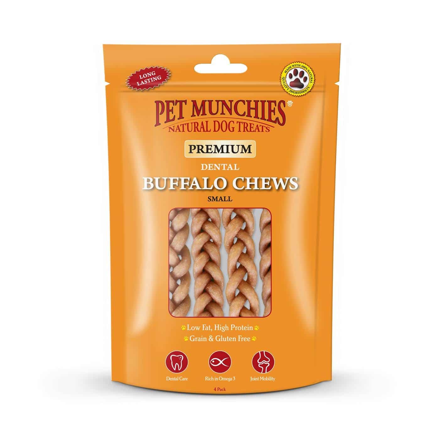 Pet Munchies Natural Treats Dental Buffalo Chews 55g (4 chews)