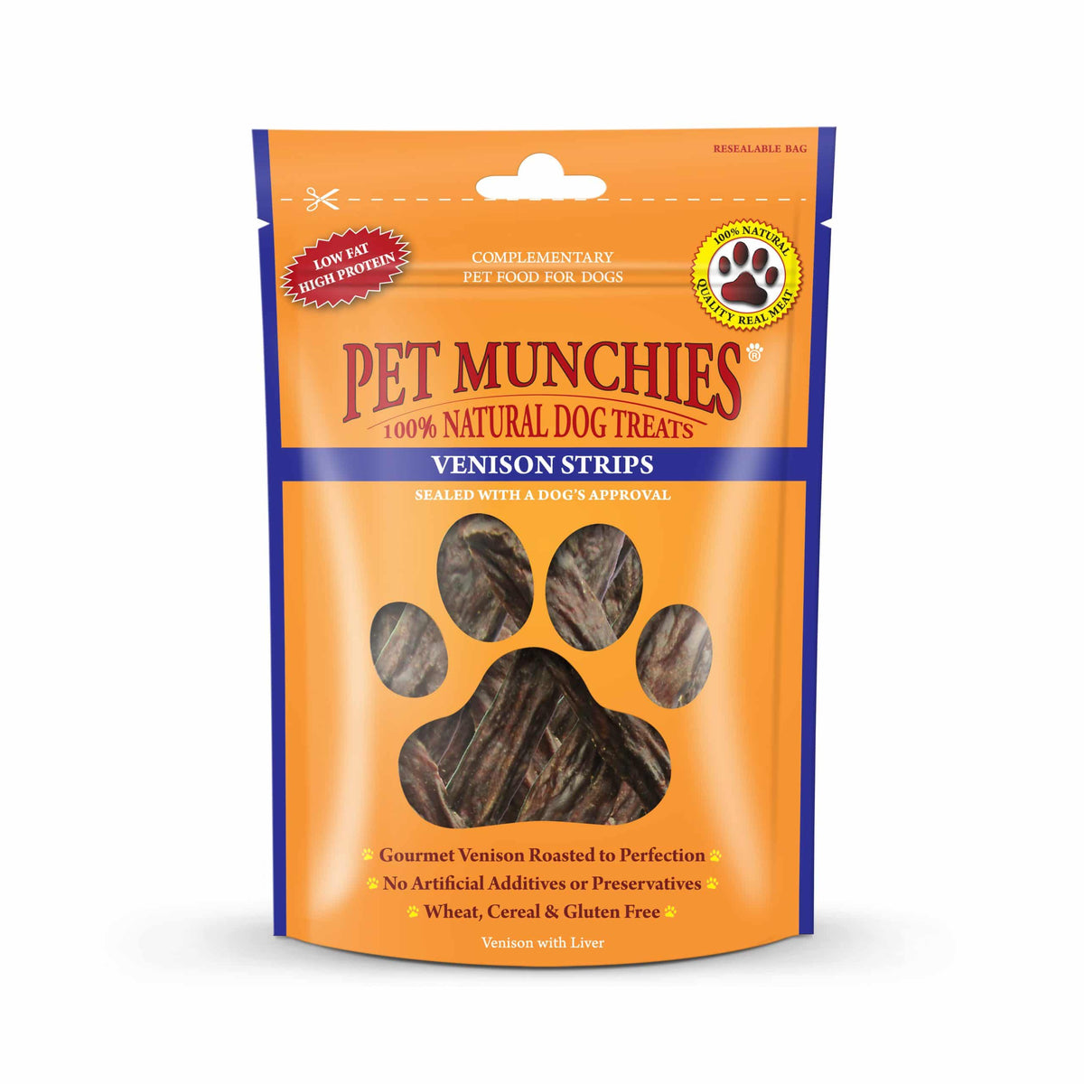 Pet Munchies Natural Training Treats Venison Strips 75g