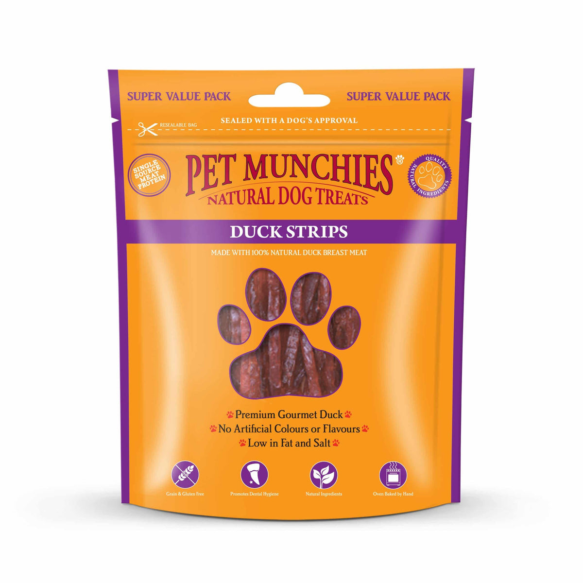 Pet Munchies Natural Dog Treats Super Value Pack Duck Strips 320g
