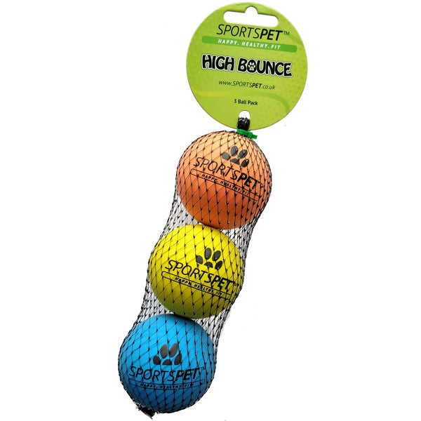 Sports Pet Dog Toy High Bounce Balls 3 Pack