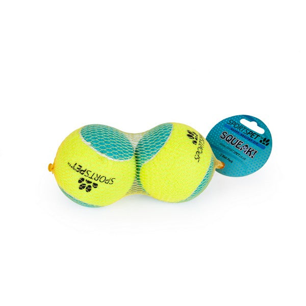 Sports Pet Dog Toy Large Squeak Tennis Balls 2 Pack