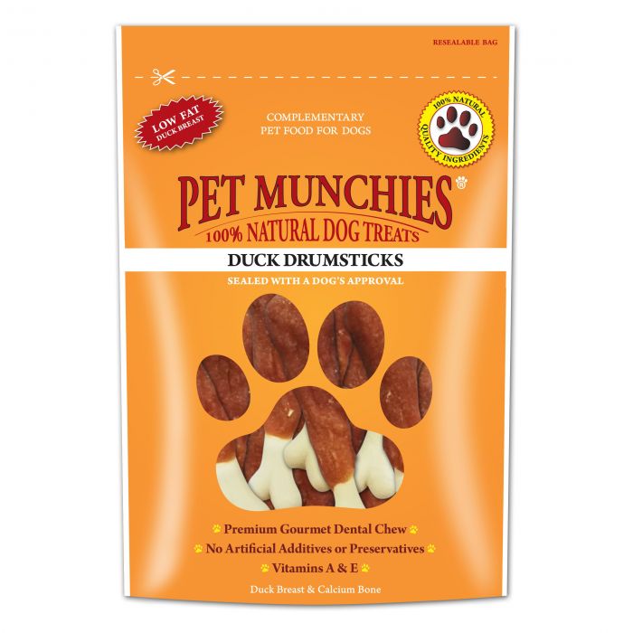 Pet Munchies Natural Dog Treats Duck Drumsticks 100g