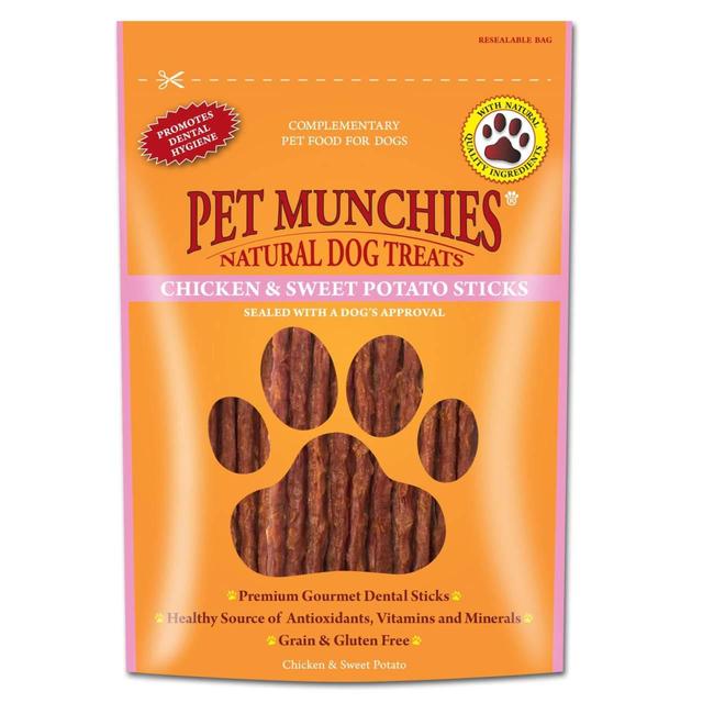 Pet Munchies Natural Dog Treats Chicken and Sweet Potato Sticks 90g