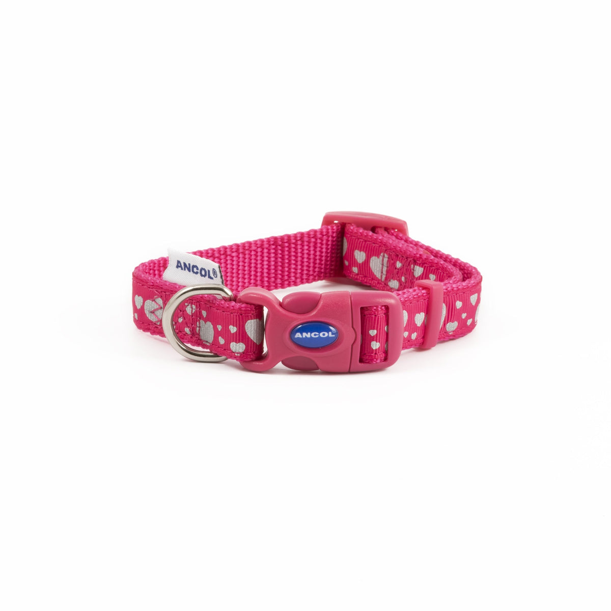 Ancol Pink Reflective Hearts Collar