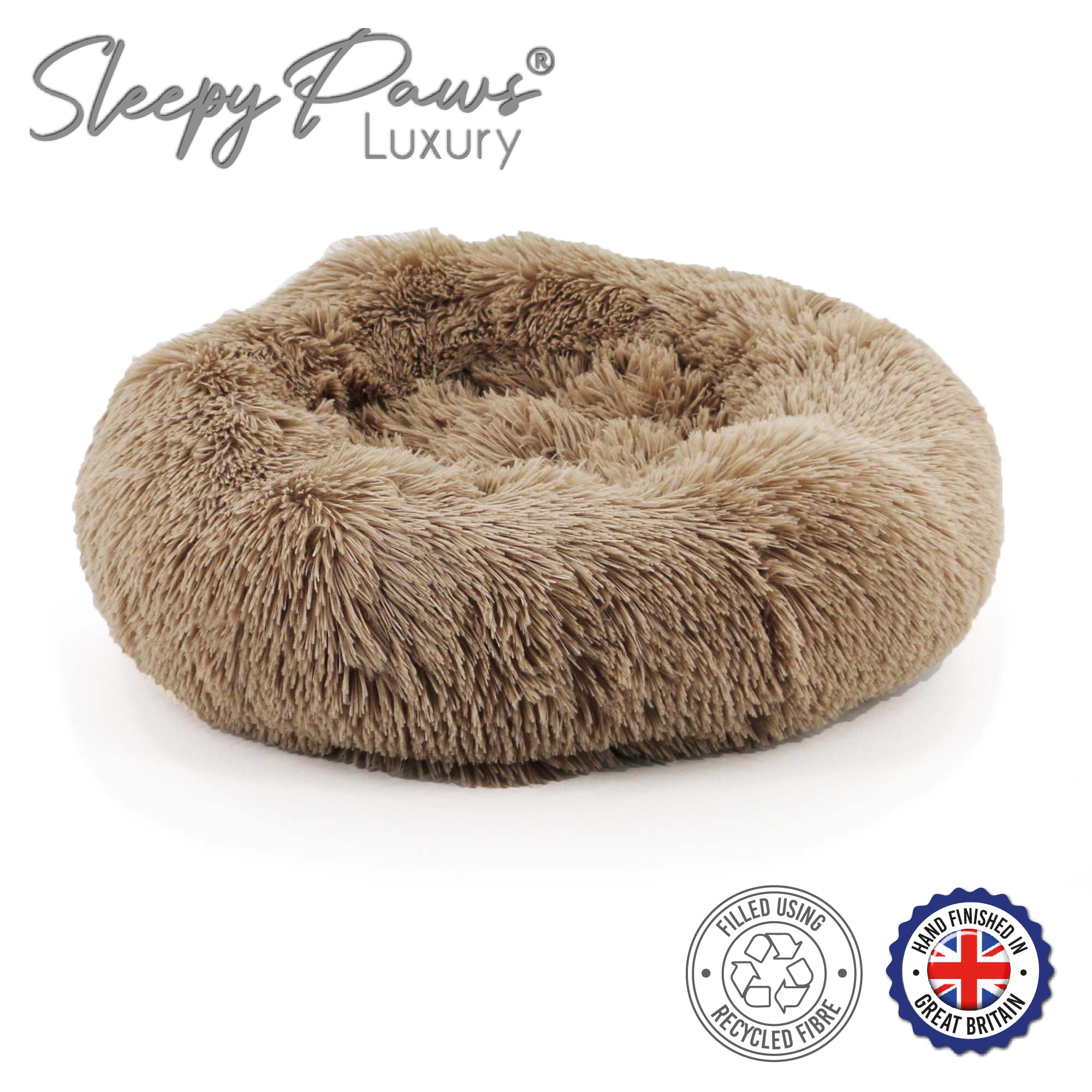Ancol Sleepy Paws Super Soft Plush Donut Dog Bed Tan