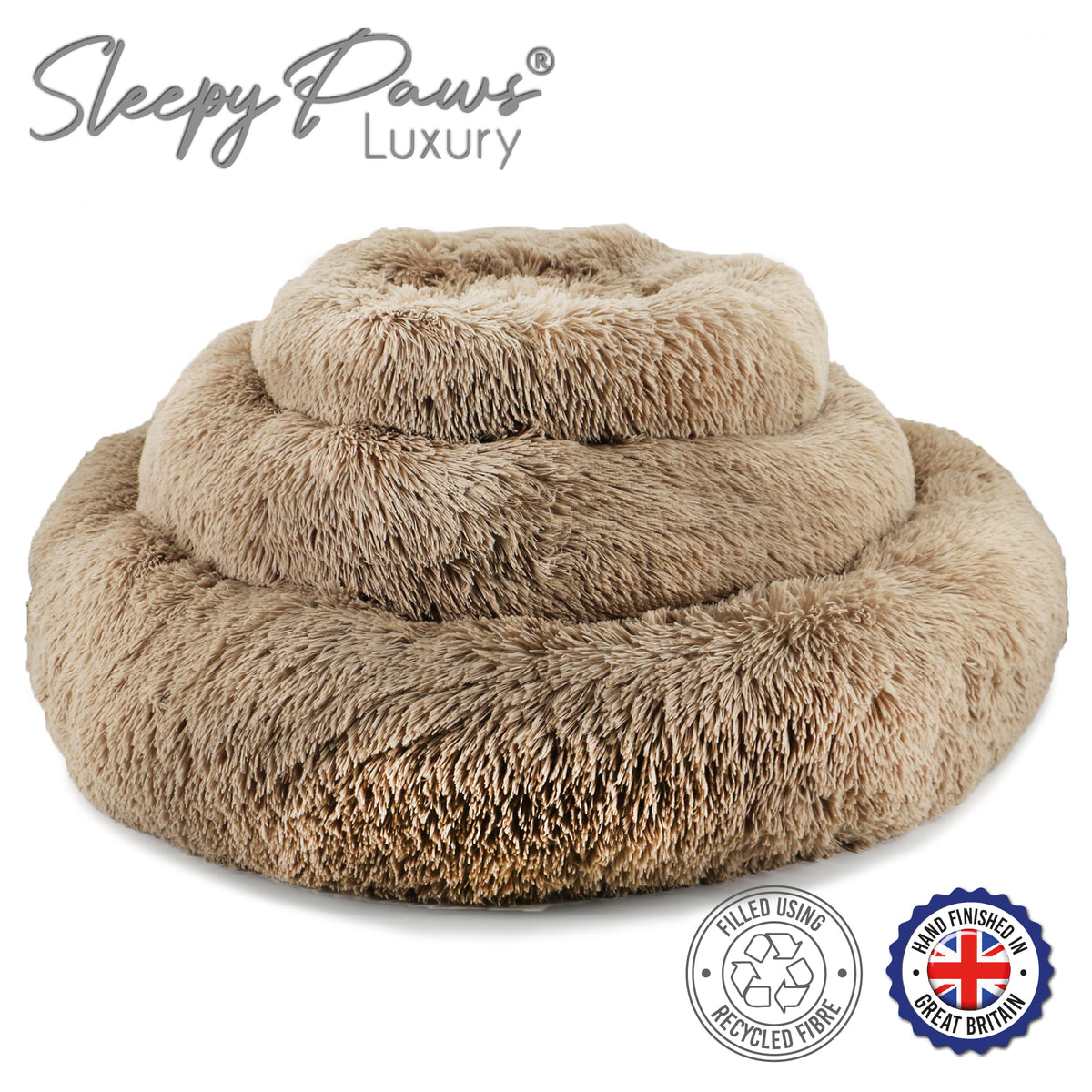 Ancol Sleepy Paws Super Soft Plush Donut Dog Bed Tan