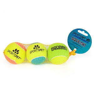Sports Pet Dog Toy Squeaky Tennis Balls Medium 3 Pack