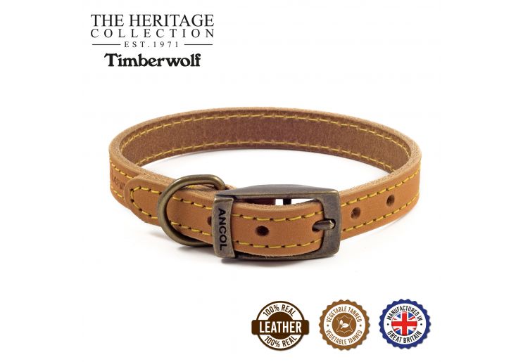 Ancol Timberwolf Leather Dog Collar Mustard