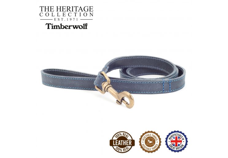 Ancol Timberwolf Leather Dog Lead Blue 1M x 1.9CM