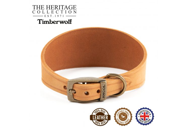 Ancol Timberwolf Leather Hound Dog Collar Mustard
