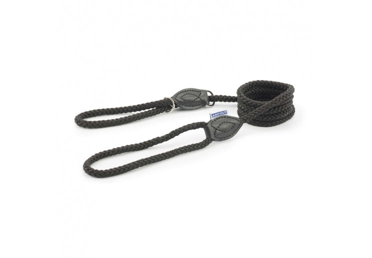 Ancol Rope Black Slip & Control Lead 1.5 x 0.8cm