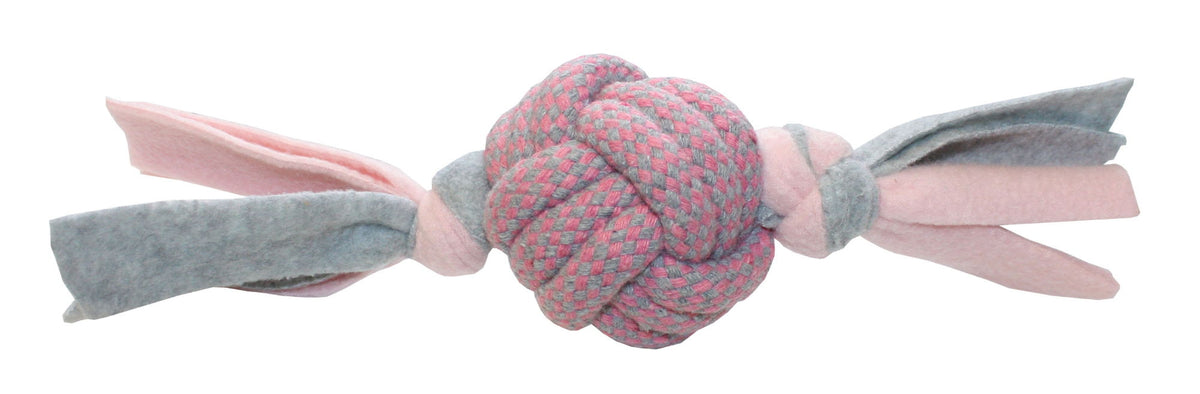 Happy Pet Little Rascals Fleecy Rope Ball Tugger Pink