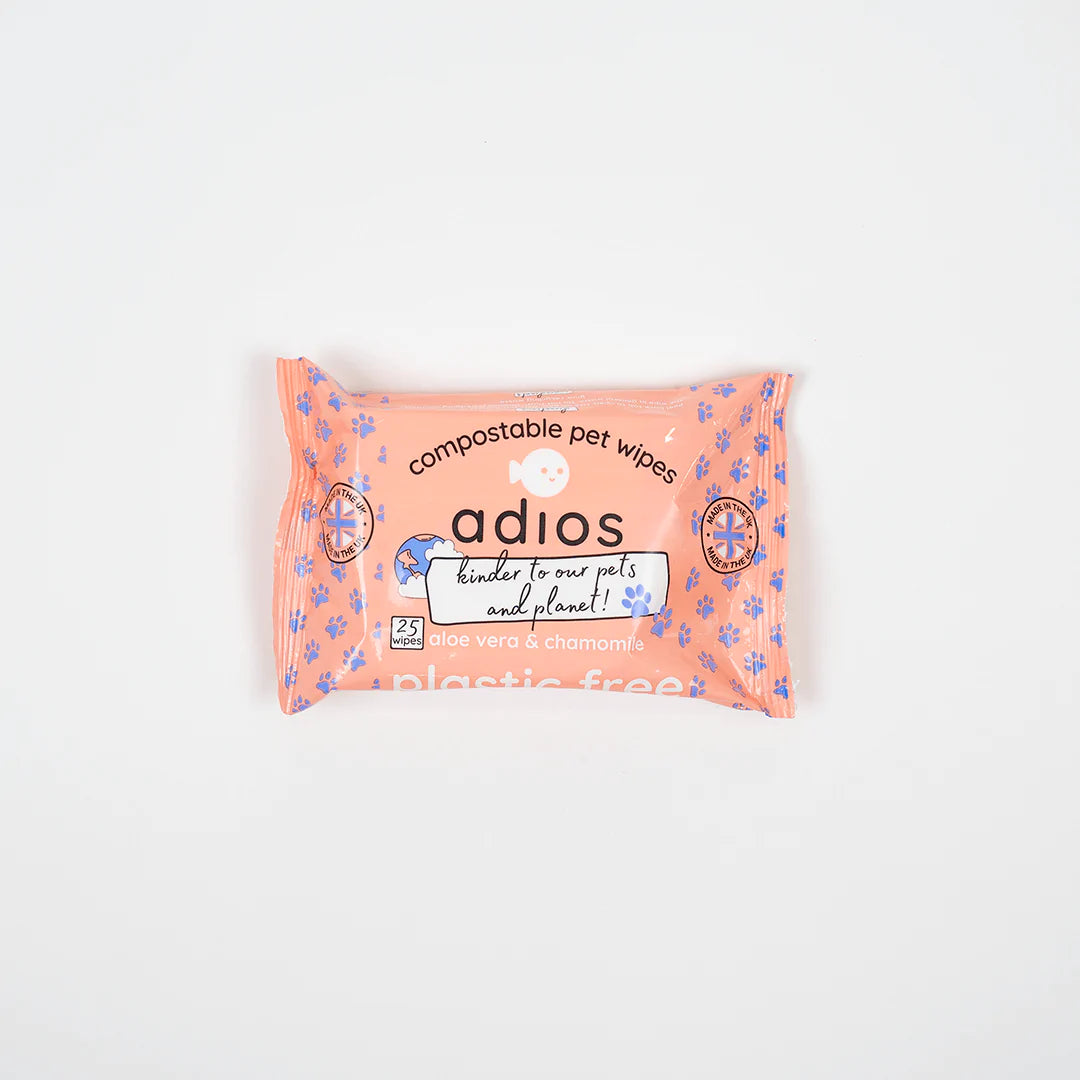 Adios Compostable Pet Wipes 25 Pack