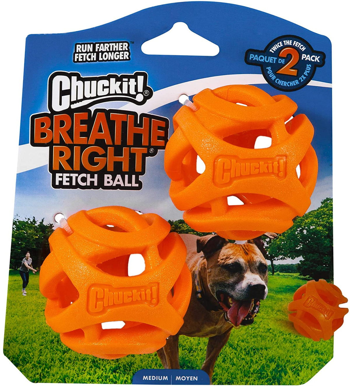 Chuckit Dog Toy Breathe Right Fetch Ball 2 Pack