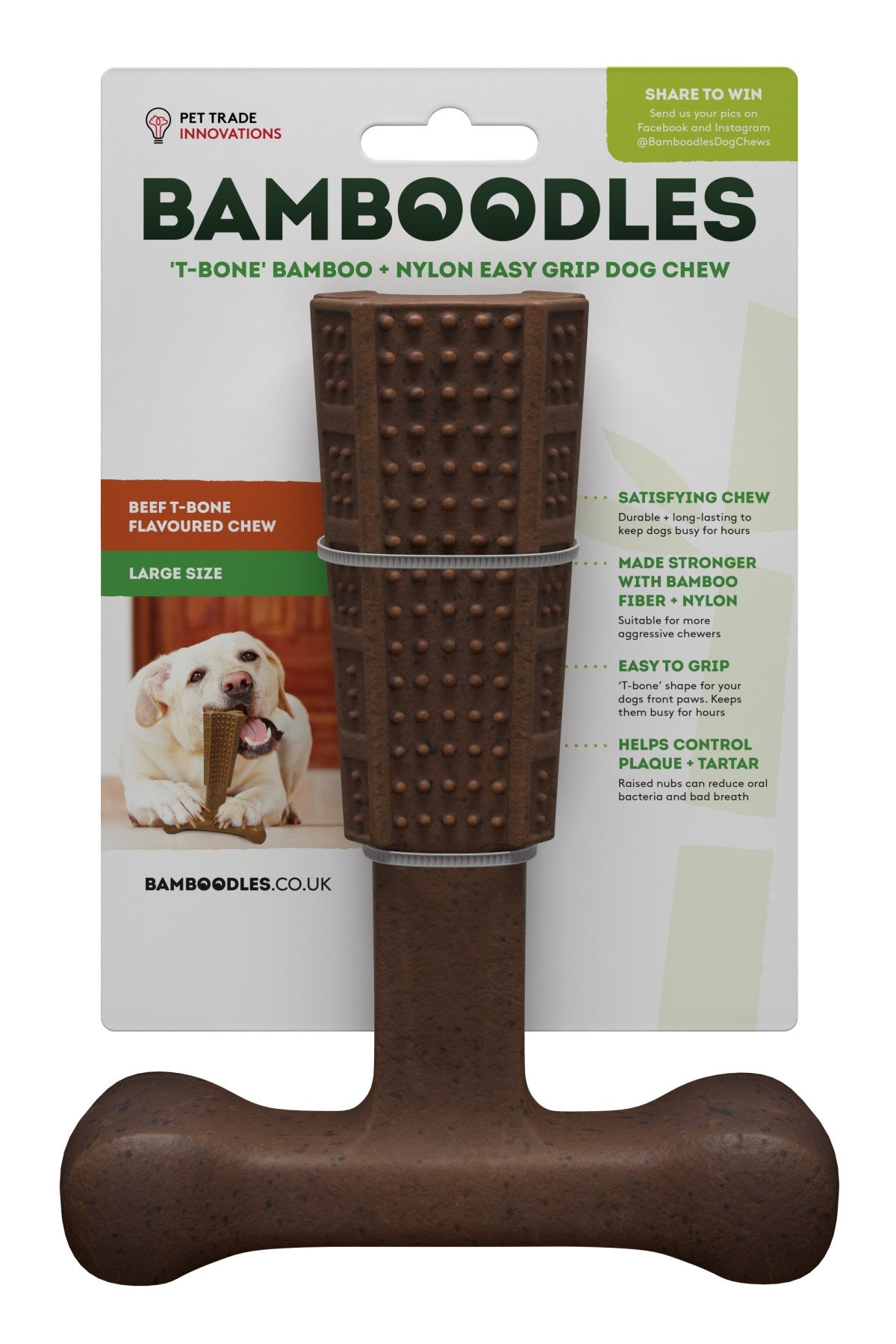 Bamboodles Dog Toy Beef Flavour Large