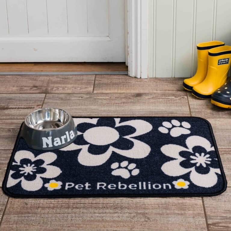 Pet Rebellion Food Mat Flower Black