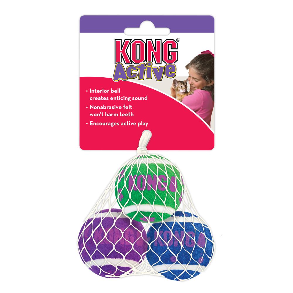 KONG Cat Toy Active Tennis Balls with Bells