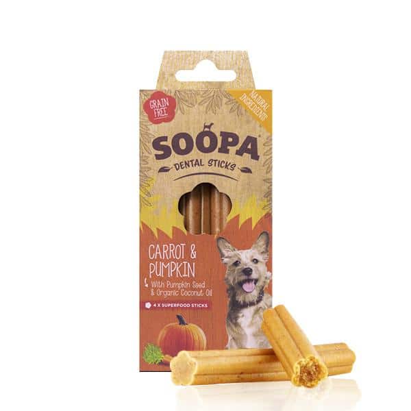Soopa Dog Treats Dental Sticks Carrot And Pumpkin 100g