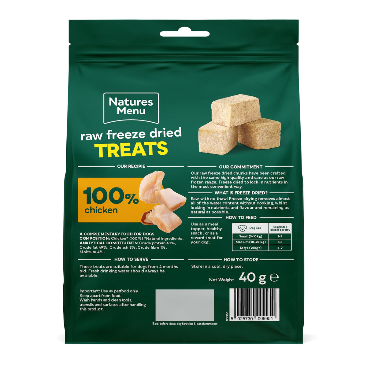 Natures Menu Freeze Dried Chunks Chicken 40g