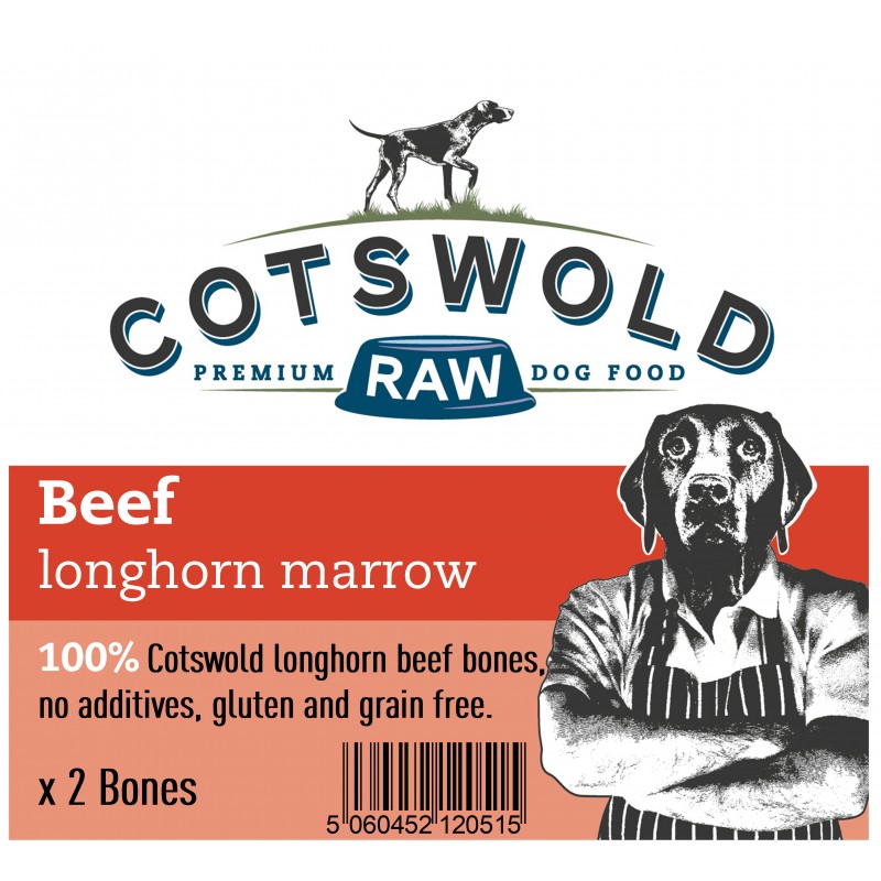 Cotswold Raw Dog Treat Beef Longhorn Marrow Bones Large (Jurassic) 2pk