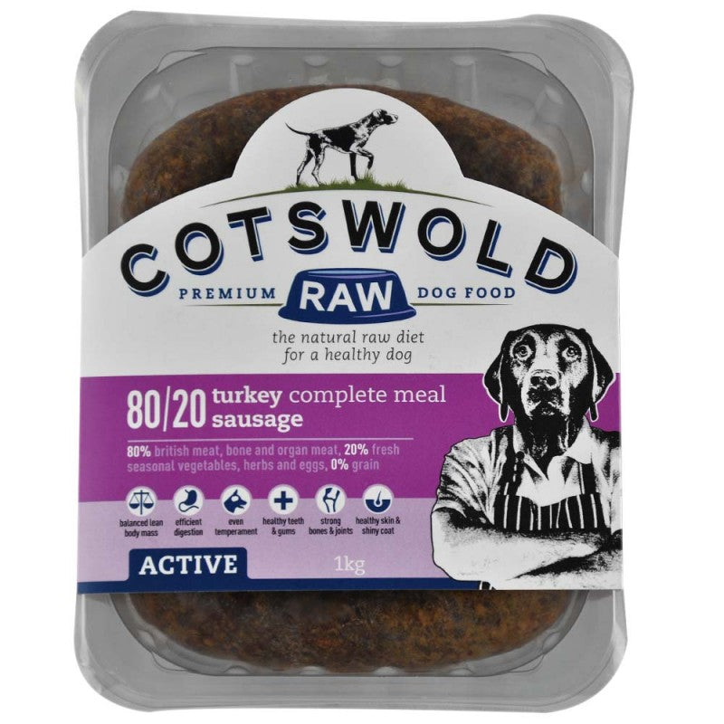 Cotswold Raw Dog Food Turkey Sausages Complete