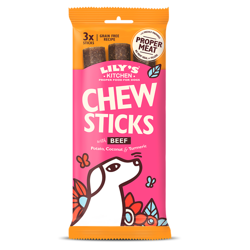 Lilys Kitchen Dog Treats Chew Sticks with Beef 3 Pack 120g