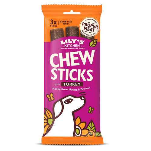 Lilys Kitchen Dog Treats Chew Sticks with Turkey 3 Pack 120g