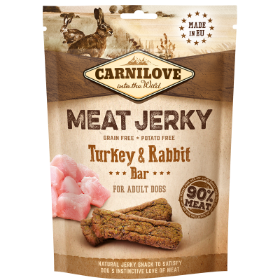 Carnilove Dog Treat Meat Jerky Turkey & Rabbit Bar 100g