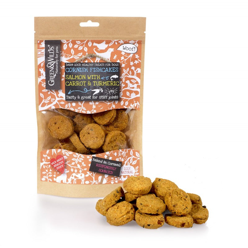 Green & Wilds Dog Treat Cornish Fishcakes with Salmon & Turmeric 150g