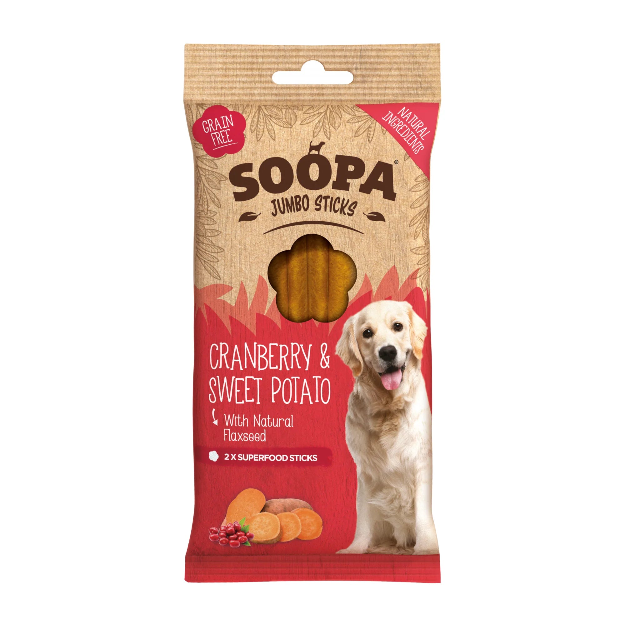 Soopa Dog Treats Cranberry & Sweet Potato Jumbo Sticks 170g