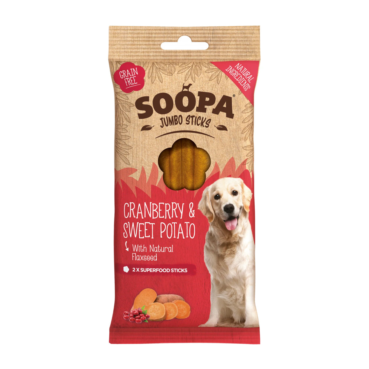 Soopa Dog Treats Cranberry & Sweet Potato Jumbo Sticks 170g