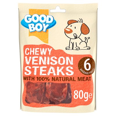 Good Boy Dog Treats Venison Steaks 80g