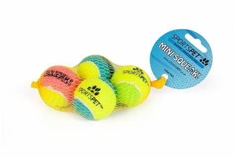 Sports Pet Dog Toy Mini Squeaky Tennis Balls 4 Pack