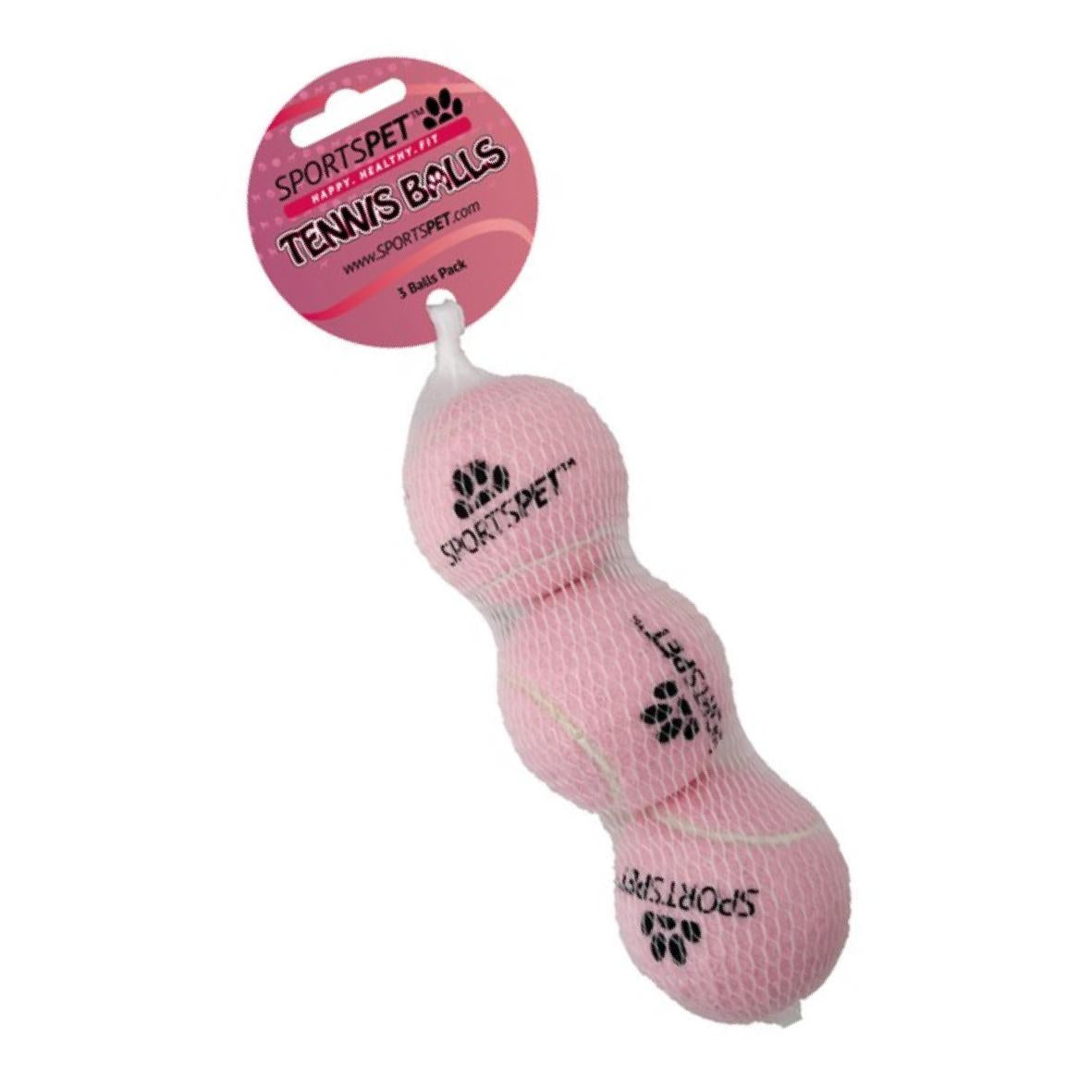 Sports Pet Dog Toy Pink Tennis Balls 3 Pack