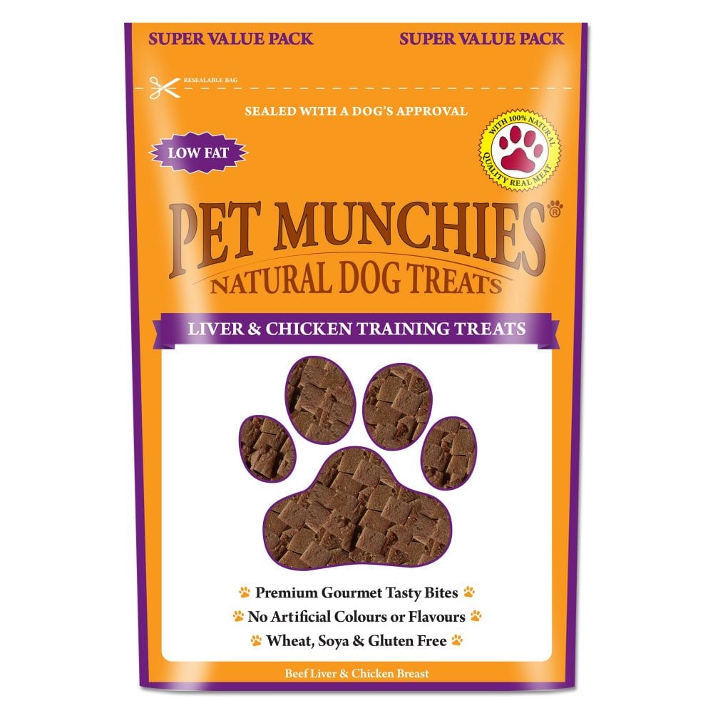 Pet Munchies Natural Dog Training Treats Super Value Pack Liver and Chicken 150g