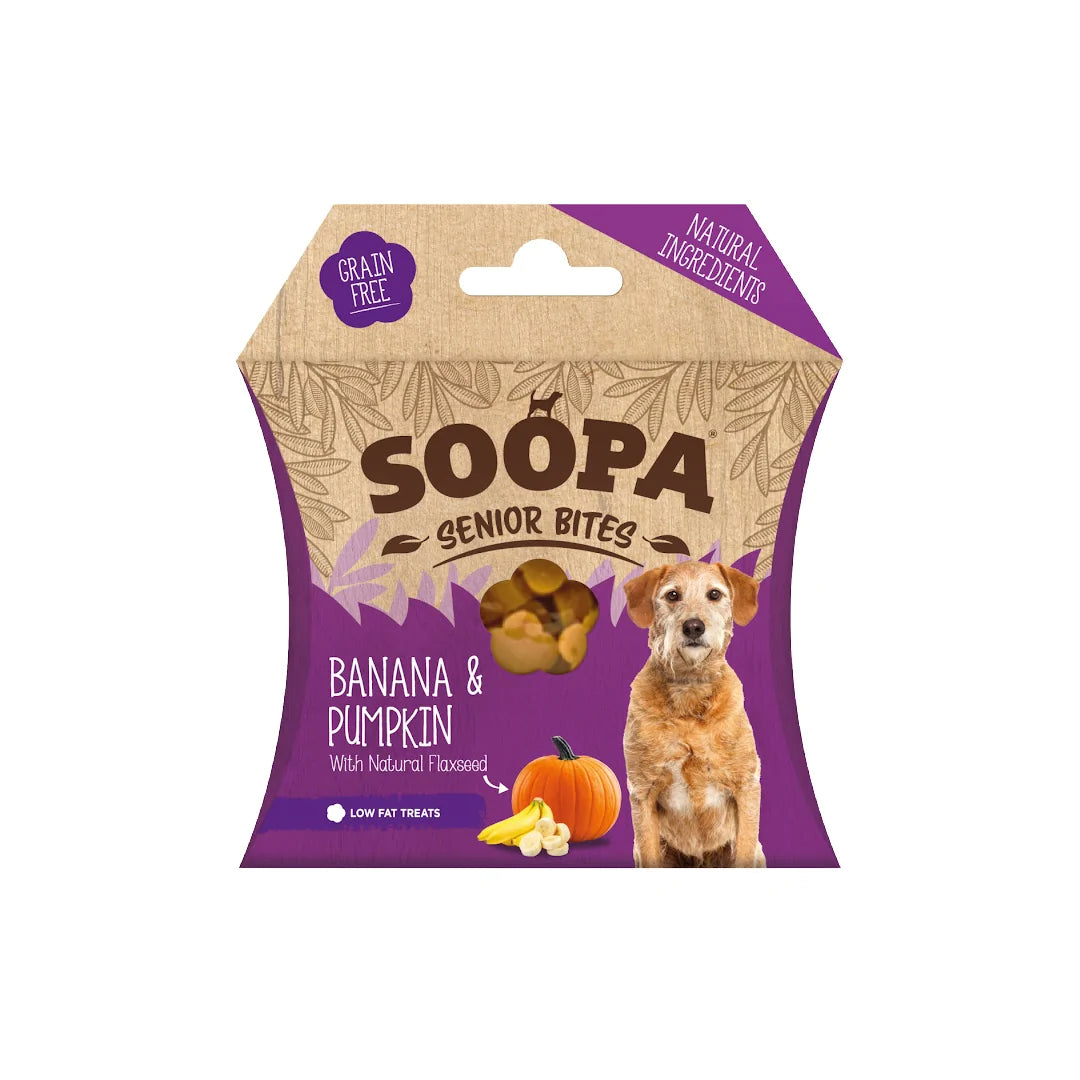Soopa Senior Dog Treats Banana & Pumpkin Bites 50g