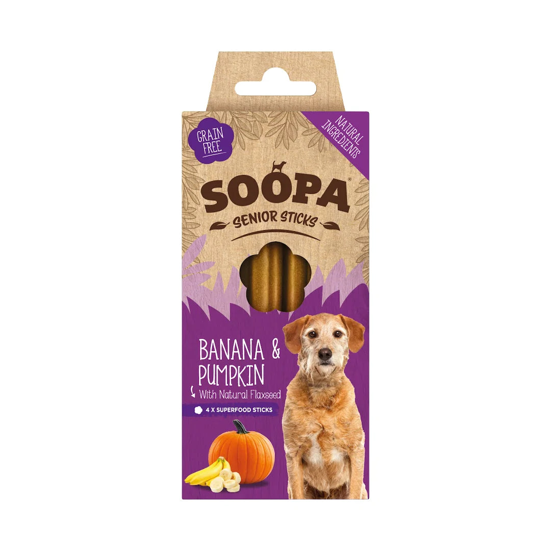 Soopa Senior Dog Treats Banana & Pumpkin Sticks 100g