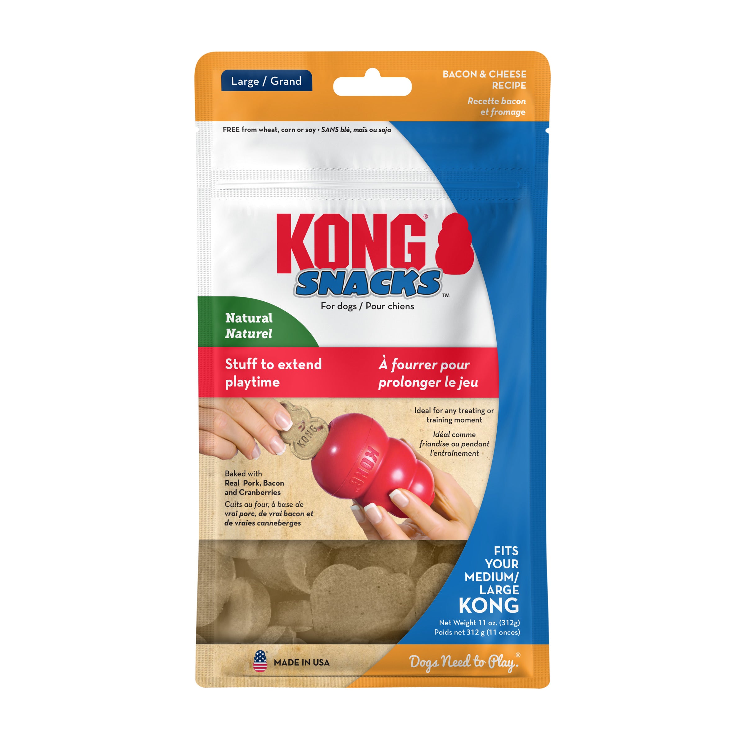 KONG Dog Treats Snacks Bacon & Cheese Large 312G