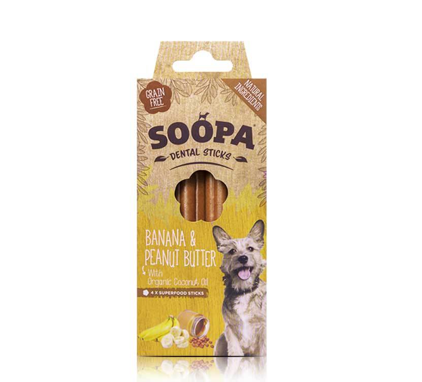 Soopa Dog Treats Dental Sticks Banana And Peanut Butter 100g