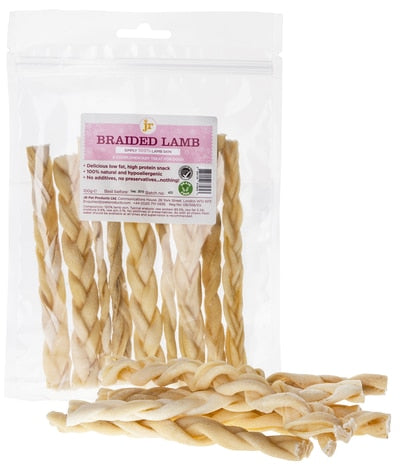 Jr Pet Products Dog Treats Braided Lamb 100g