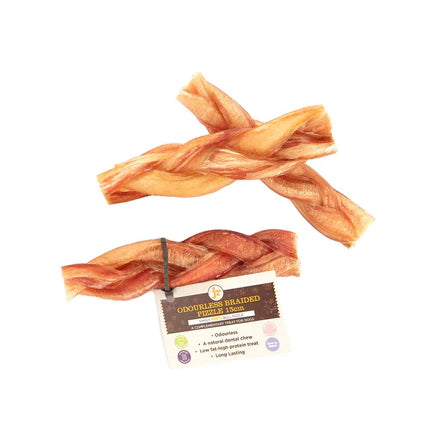 JR Pet Products Dog Treat Odourless Braided Pizzle 15CM