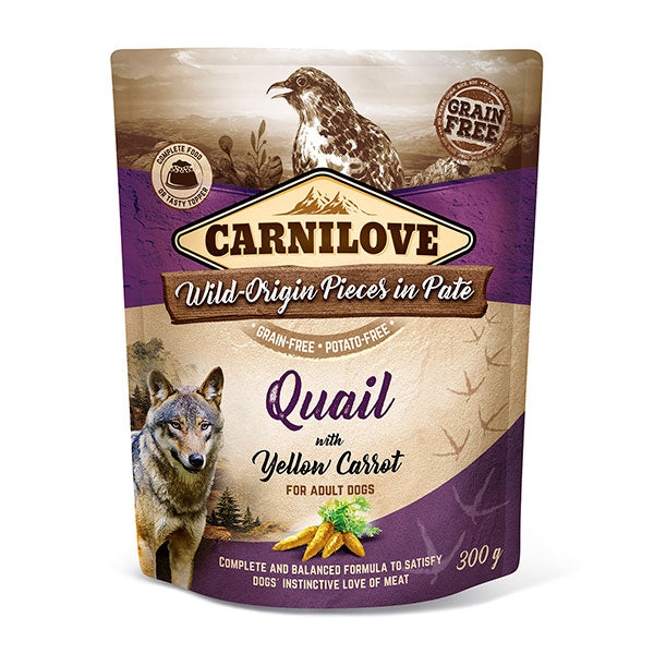 Carnilove Wet Dog Food Quail with Yellow Carrot Pouch 300g