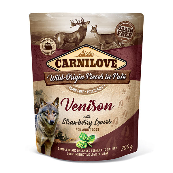 Carnilove Wet Dog Food Venison with Strawberry Leaves Pouch 300g