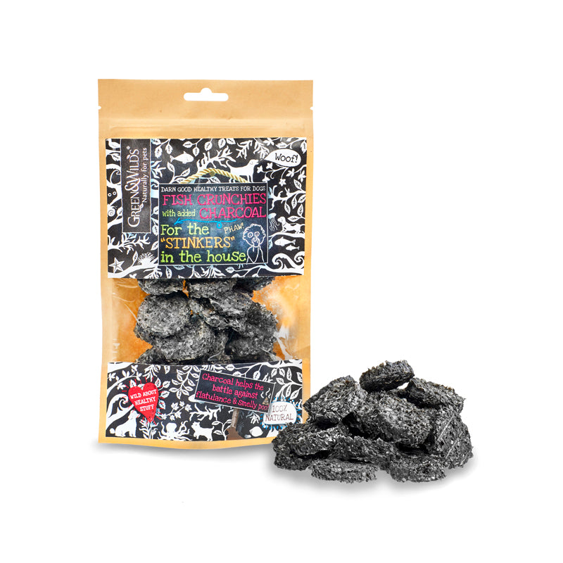 Green & Wilds Dog Treat Fish Crunchies with Charcoal 100g