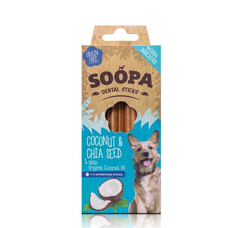 Soopa Dog Treats Dental Sticks Coconut And Chia Seed 100g