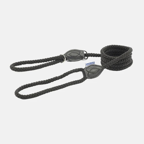 Ancol Rope Black Slip & Control Lead 1.5 x 1.2cm